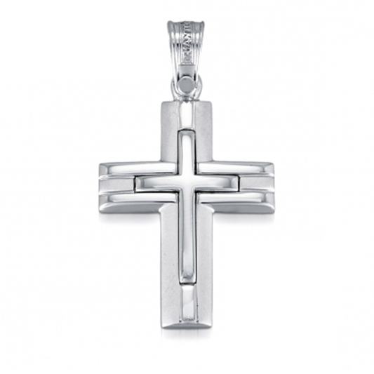 Solid gold Triantos cross made in Greece 14K Gold Orthodox Christian cross white gold for woman men baptism engagement religious catholic celebration necklace pendant