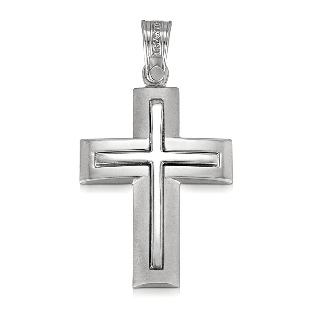 Modern 14K White Gold Cross Sleek Design