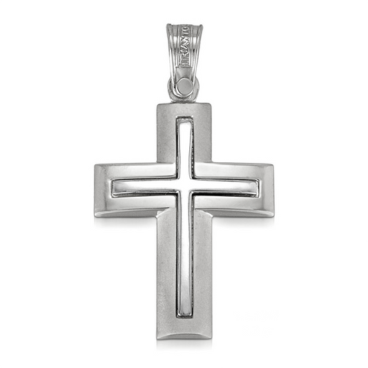 Modern 14K White Gold Cross Sleek Design