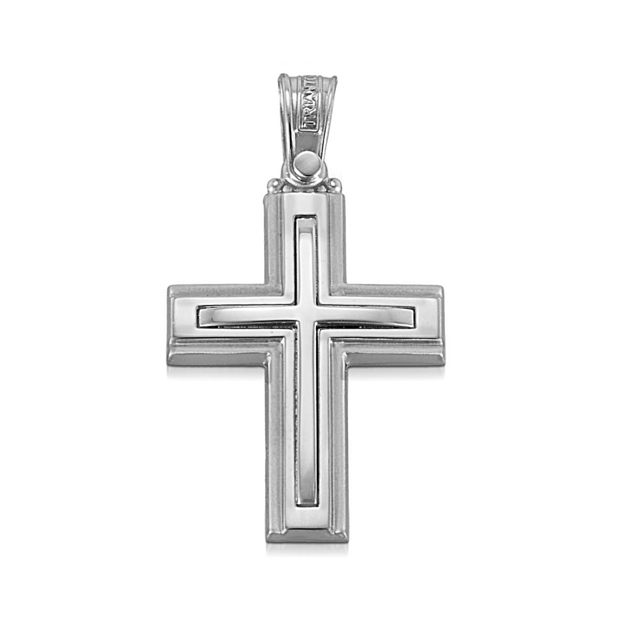 Solid 14K White Gold Modern Christian Cross
