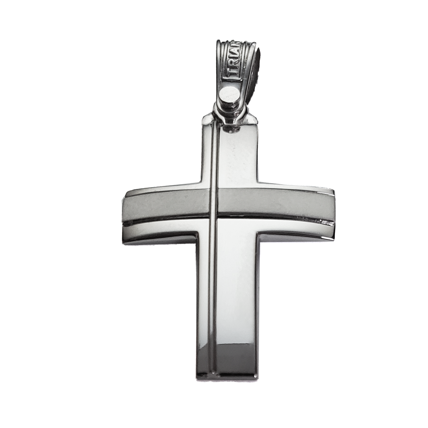 Lined 14K White Gold Cross Elegant Finish
