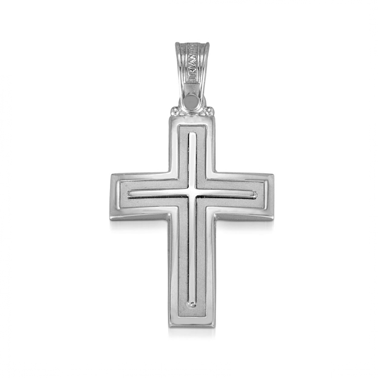 The cross features a polished border that glistens in the light, while the matte center finish adds a touch of sophistication.