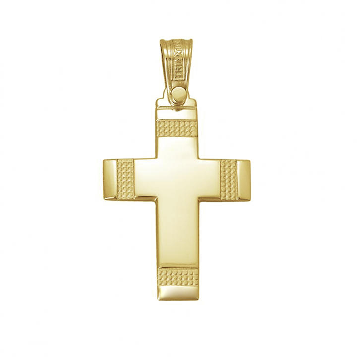 14K Two-Tone Gold Eastern Orthodox Cross Pendant – Matte & Polished Finish, 1.6g