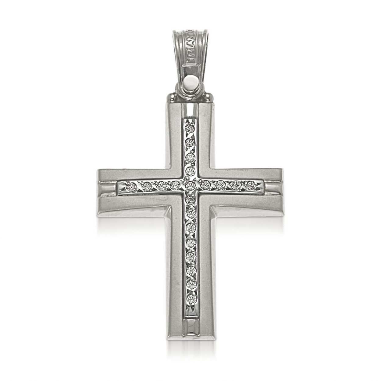 Modern and Elegant Christian Cross in White Gold