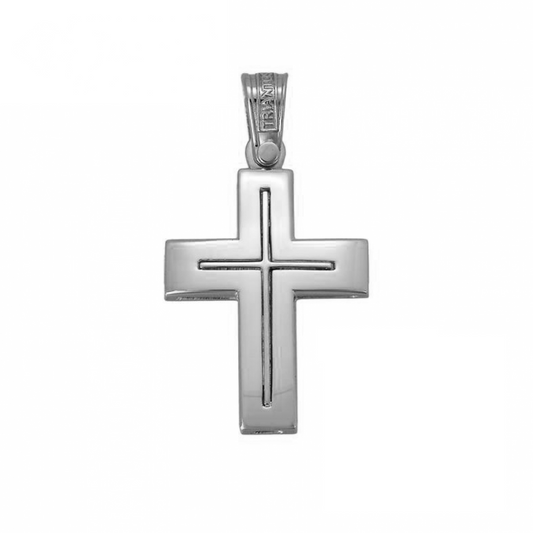Handmade Orthodox Cross 14K White Gold Baptism Cross