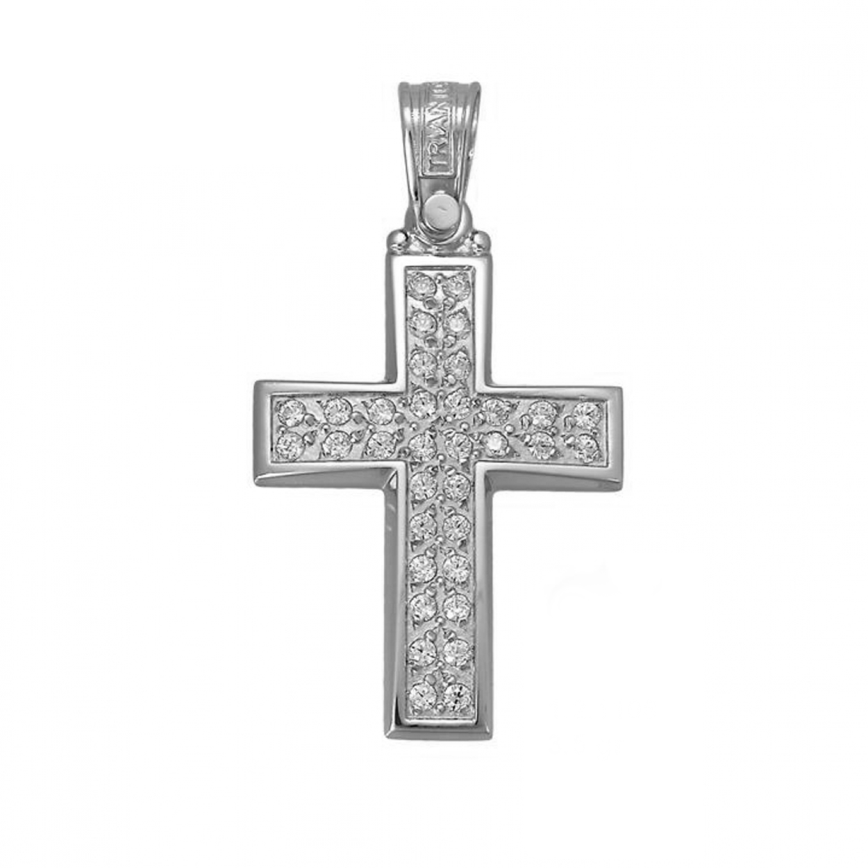 Modern Cross Pendant Necklace in white Gold
