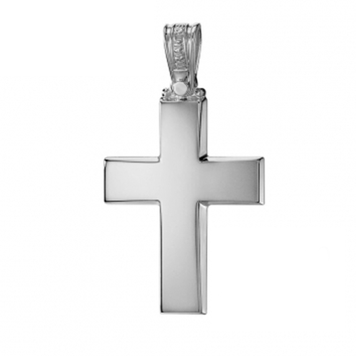 Flat 14K White Gold Cross Traditional Baptism Gift Lighter Option