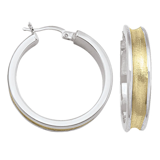 two tone satin finish snapback hoop earrings