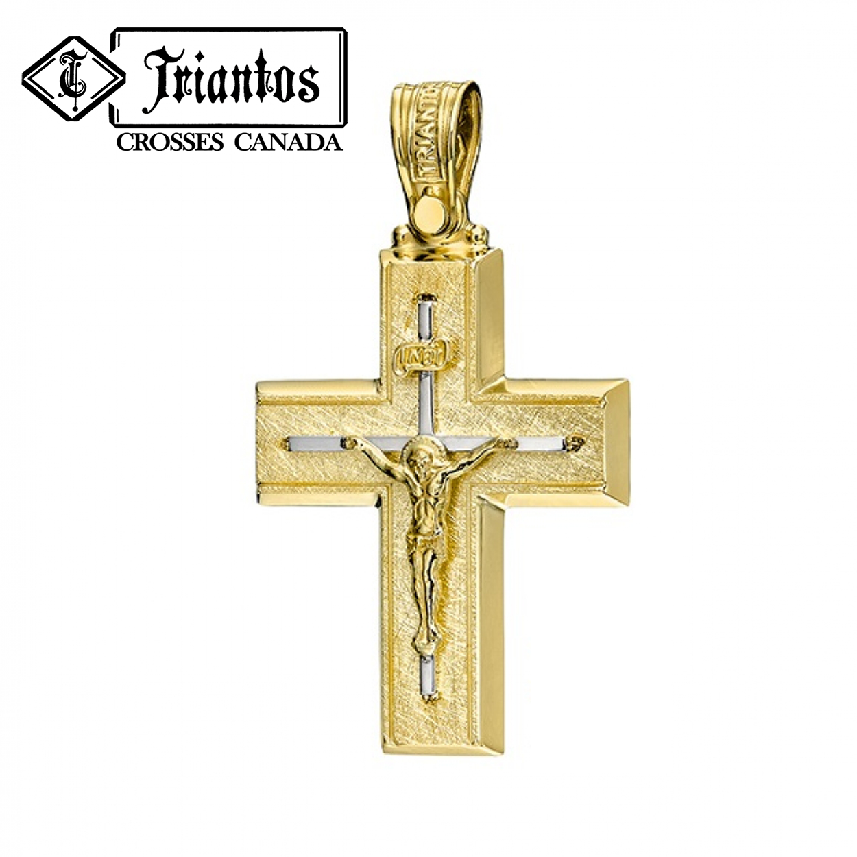 Jesus Crucifix Cross Pendant Necklace – 14K Triantos White Gold