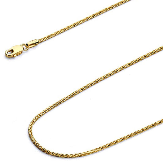 14k Yellow Gold Diamond Cut Wheat Chain Necklace