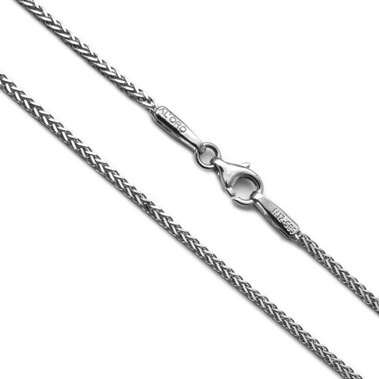 14K White Gold Spiga Wheat Chain Necklace
