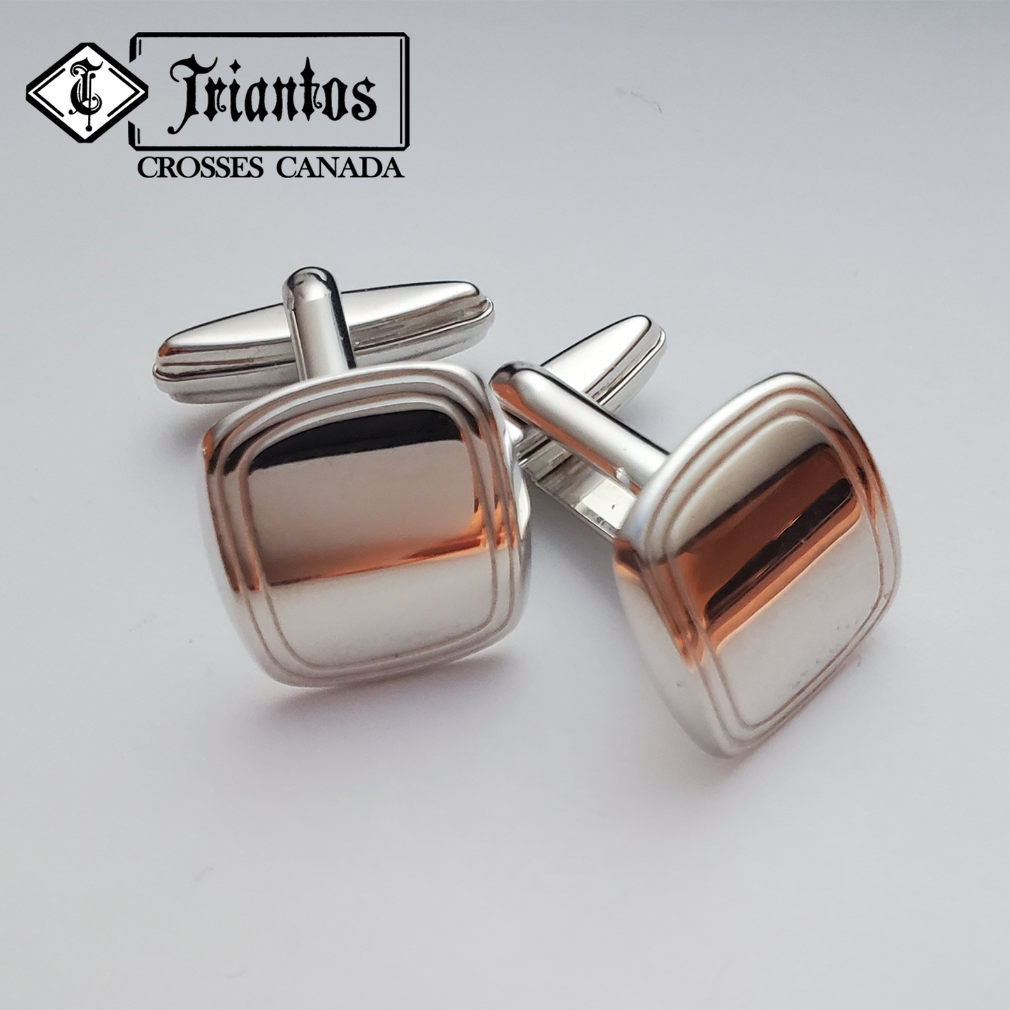 Engravable Men's Square Sterling Silver Cufflinks Triantos