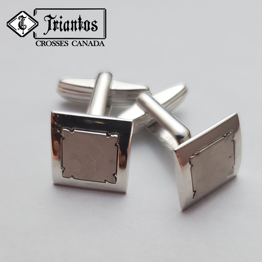Triantos Engravable Men's Square Matte Sterling Silver Cufflinks Triantos