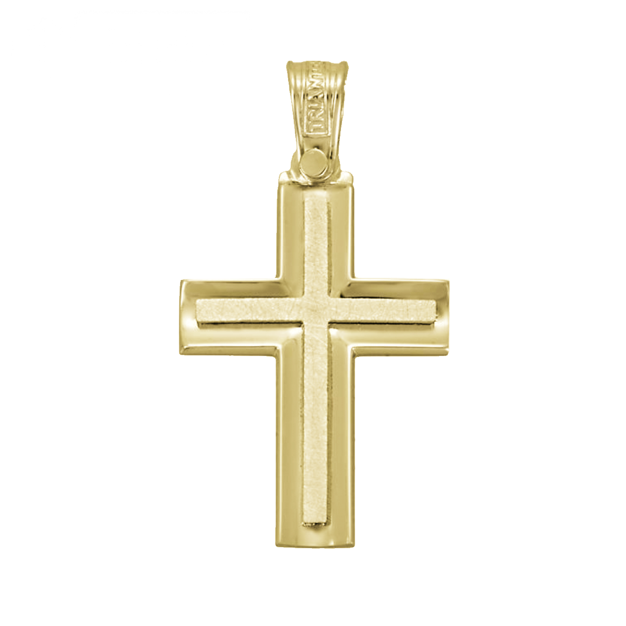 Modern Concave 14K Yellow Gold Cross Sleek Design