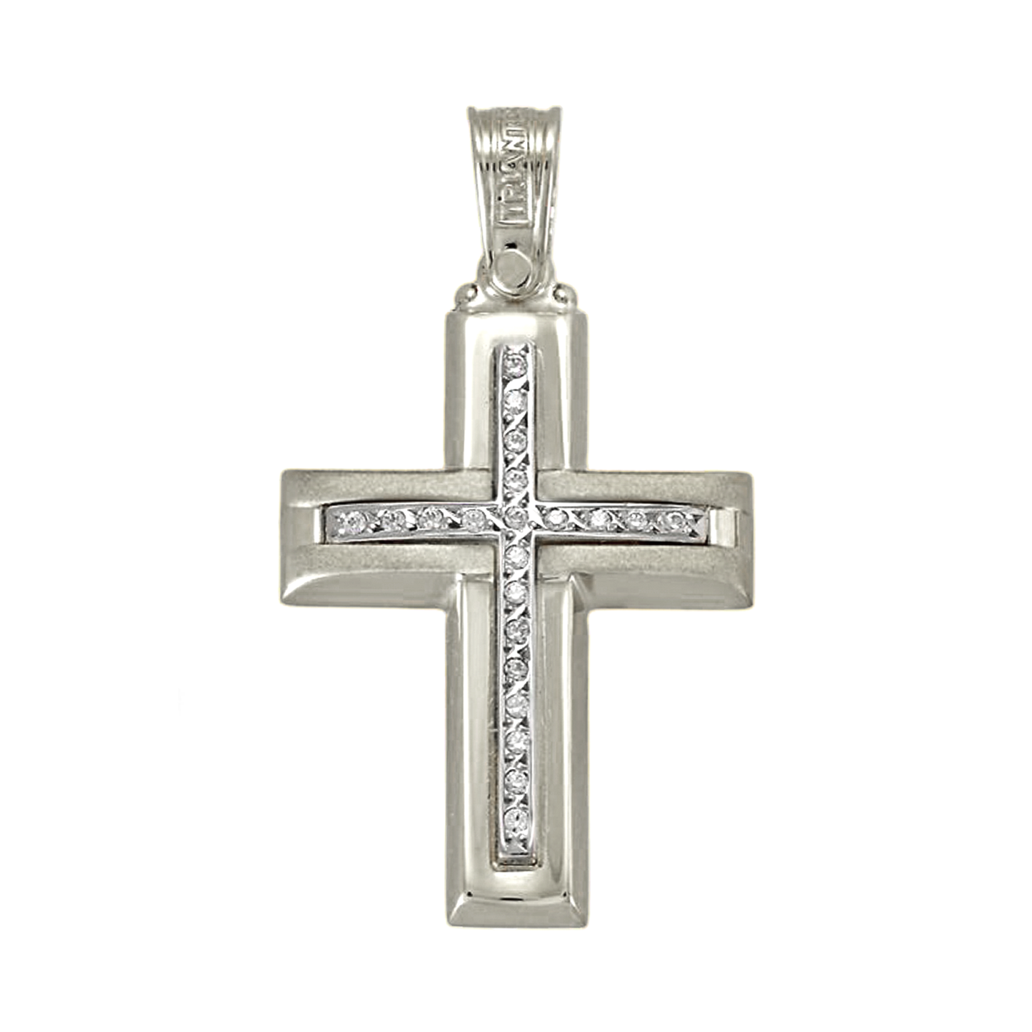 Elegant White Gold Cross Necklace with Stones for Women