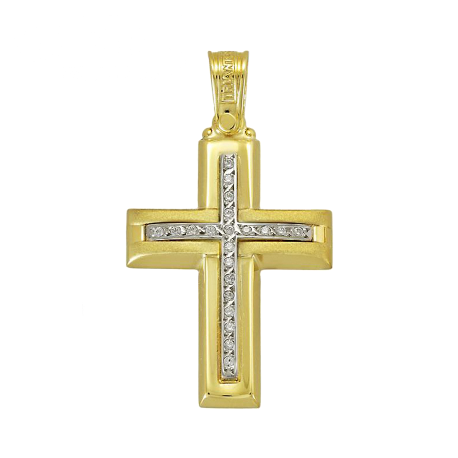  yellow gold cross adorned with stones 