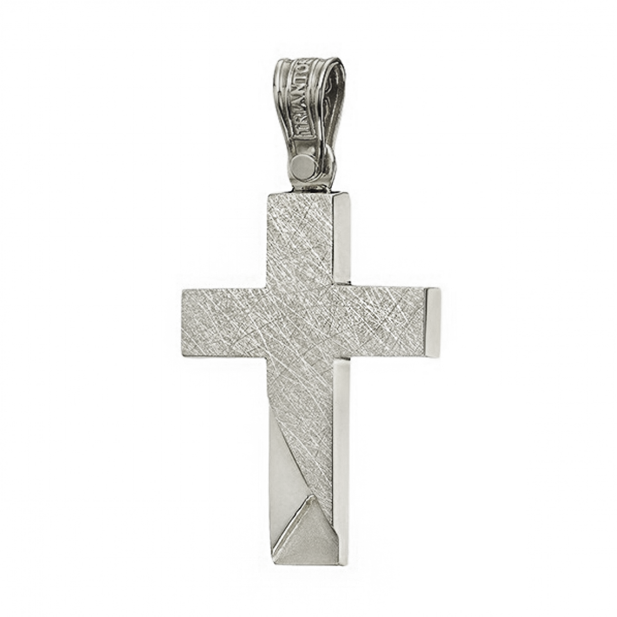 Modern Textured 14K white Gold Cross