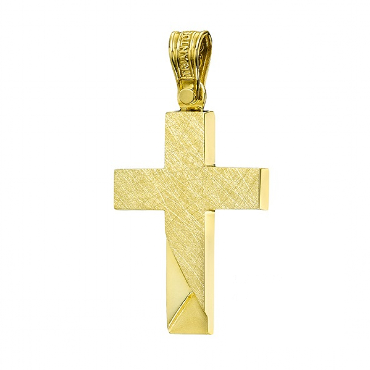 Modern Textured 14K Yellow Gold Cross