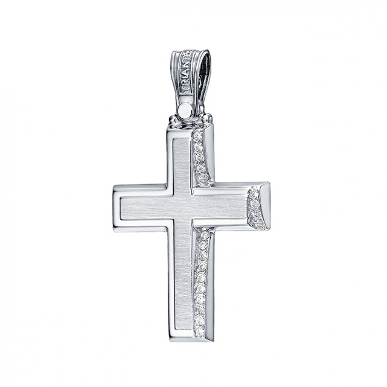 Triantos Greek white Gold Woman's Cross 