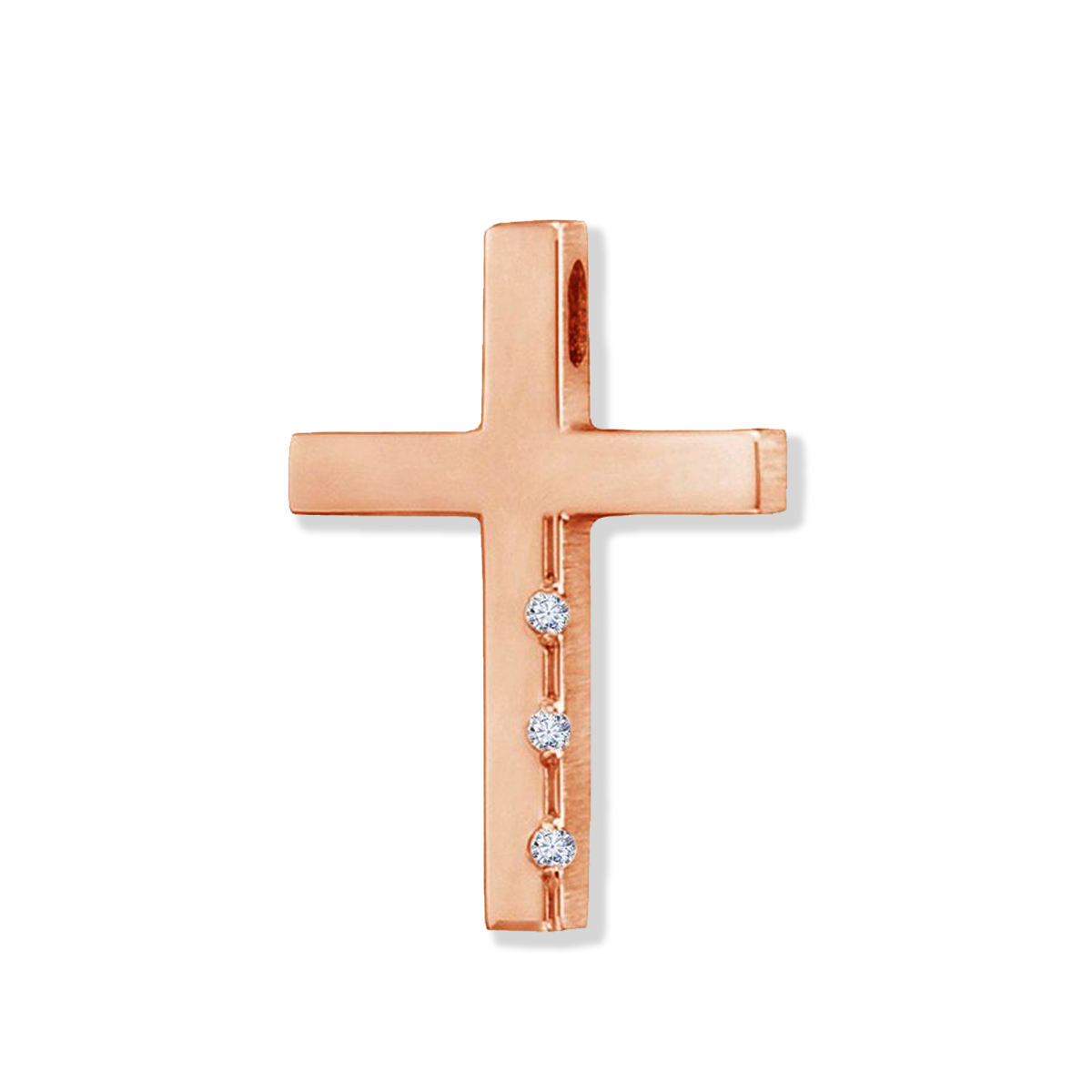 Rose Gold Modern 14k Gold Cross Pendant Necklace for Woman Triantos