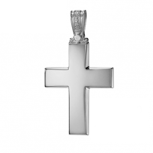 Flat 14K White Gold Cross Traditional Baptism Gift Lighter Option