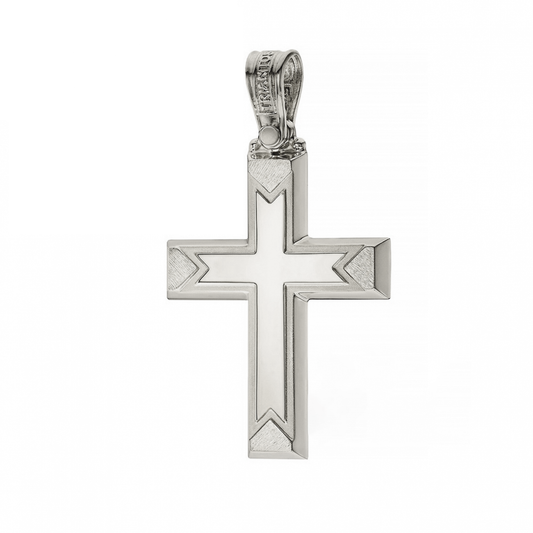 Modern Christian Engravable 14K White Gold Cross Timeless Elegance