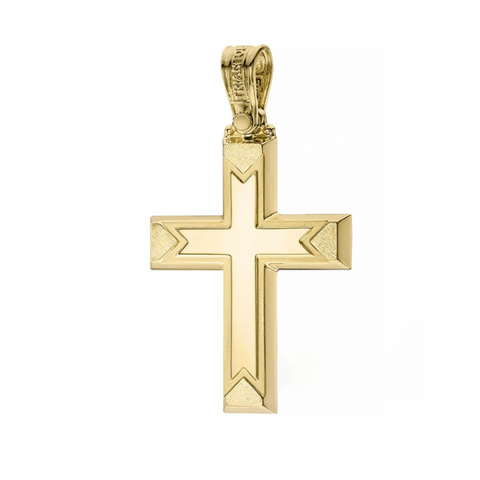 Modern Christian Engravable 14K Yellow Gold Cross Timeless Elegance