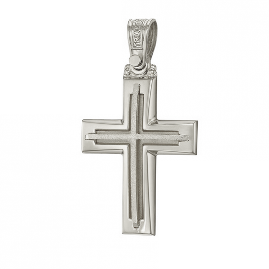 Triantos Exclusive 14K White Gold Cross Signature Style