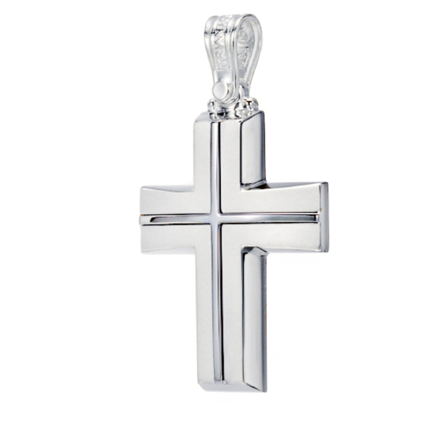 14k White Gold Triantos Cross Brushed Matte Design