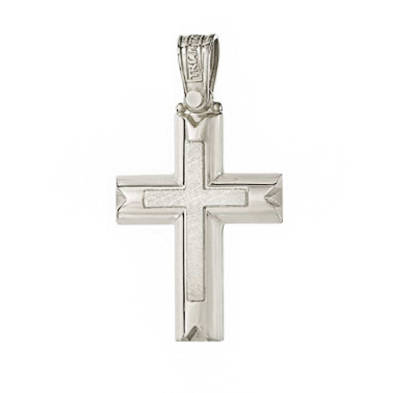 Elegant Christian White Gold Cross Polished And Brushed