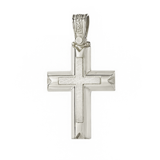 Elegant Christian White Gold Cross Polished And Brushed