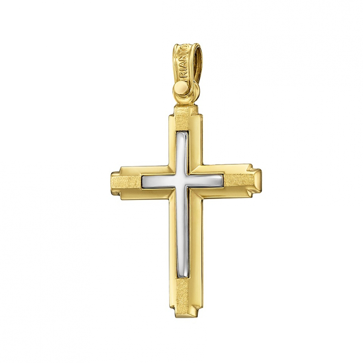 Polished and Brushed 14K Yellow Gold Cross Dual Finish