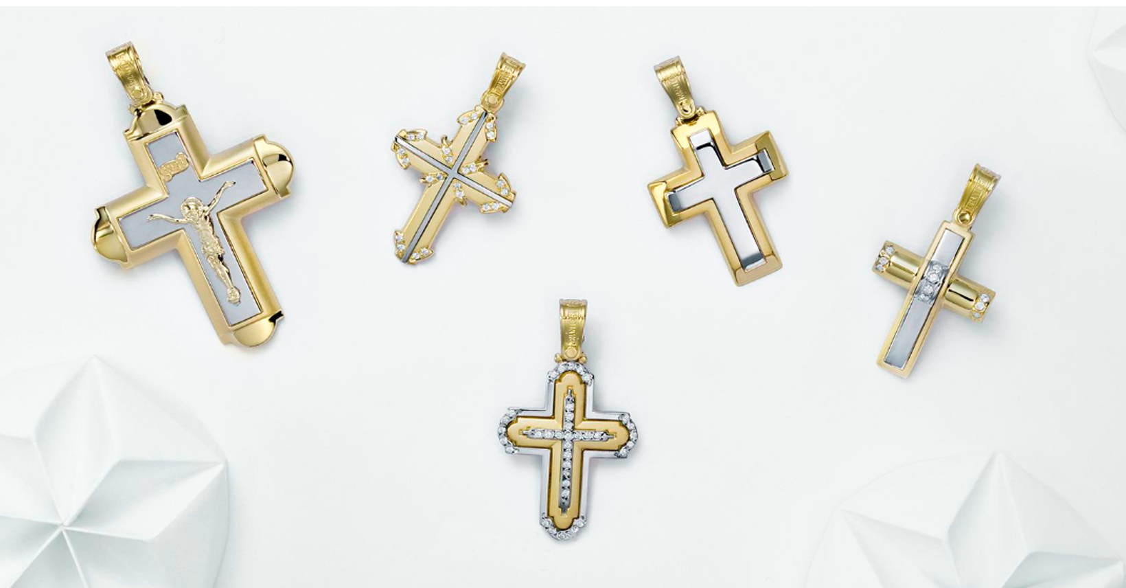 Triantos Modern elegant Religious gold Christian crosses made in Greece for men and woman 