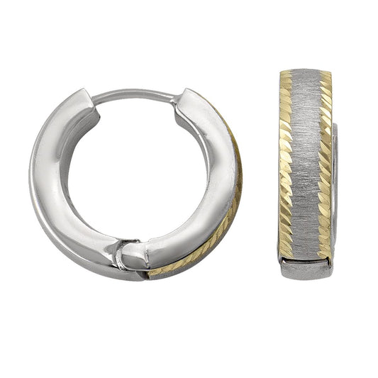 10K Dual Tone Hoop Huggie Earring