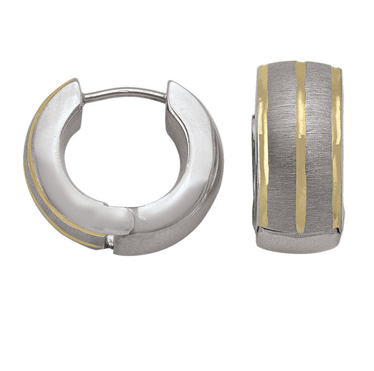 10K Dual Tone Hoop Huggie Earring 2