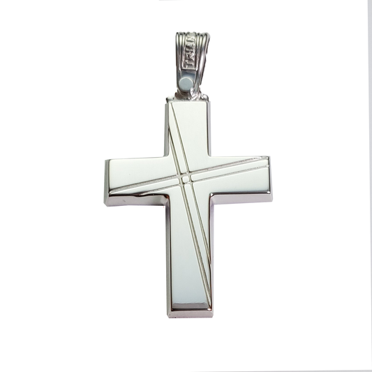 Engravable 14K White Gold Cross for Baptism Gifts