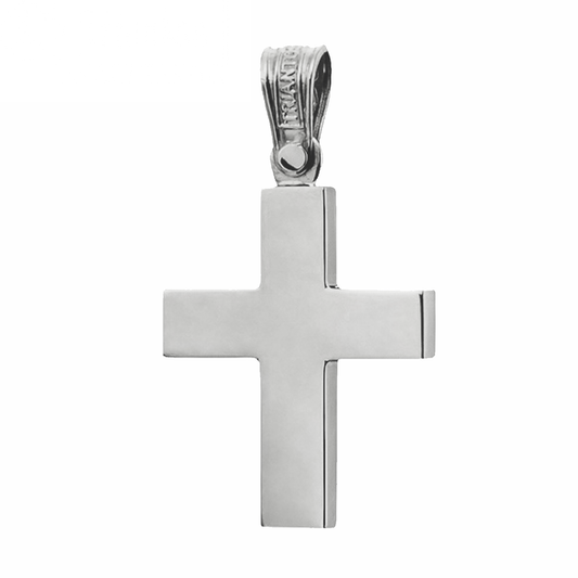 Flat 14K White Gold Cross Engravable Baptism Gift