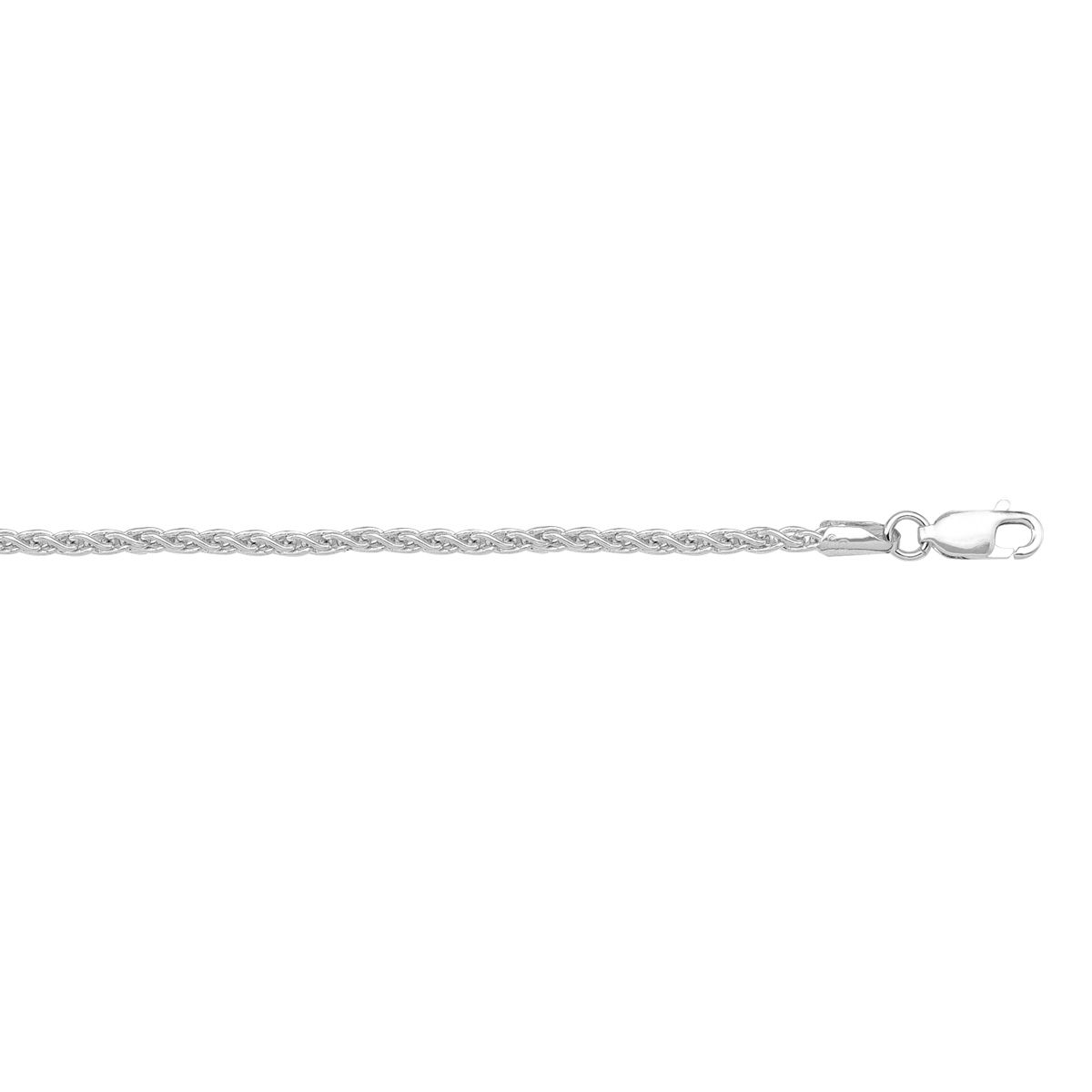 14k White Gold Diamond Cut Wheat Chain Necklace