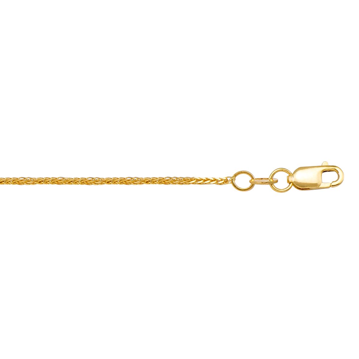 14k Yellow Gold Diamond Cut Wheat Chain Necklace