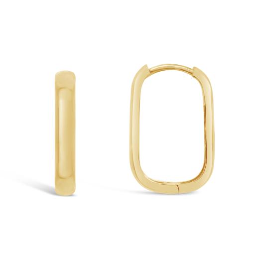 10K Square Oval Earrings ( Yellow and White Gold)