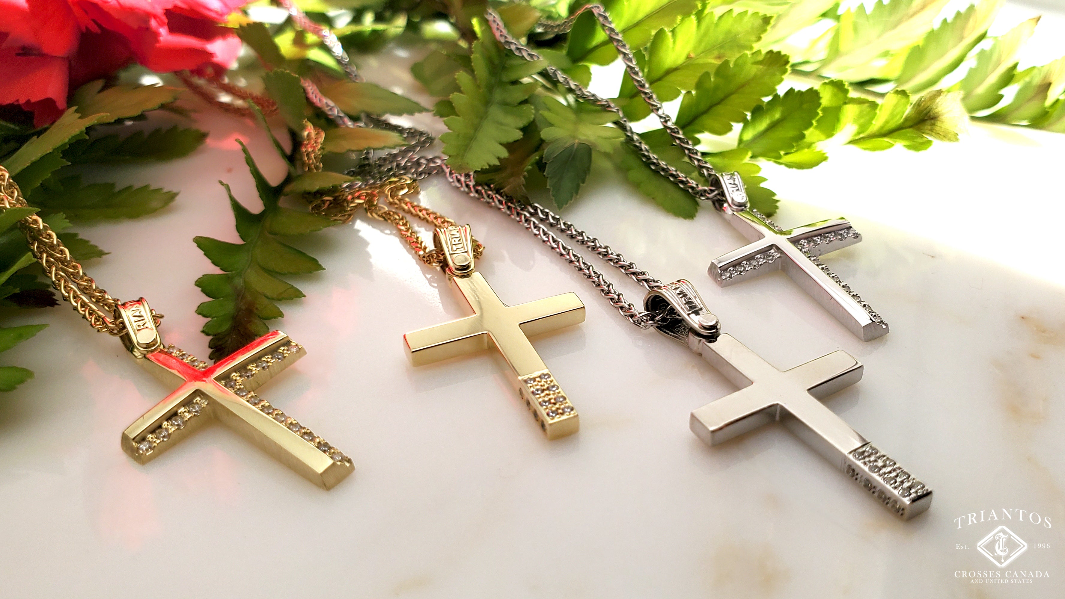 Triantos Modern elegant Religious gold Christian crosses made in Greece for men and woman 