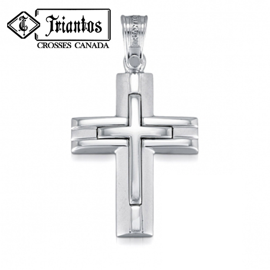 Solid gold Triantos cross made in Greece 14K Gold Orthodox Christian cross white gold for woman men baptism engagement religious catholic celebration necklace pendant 