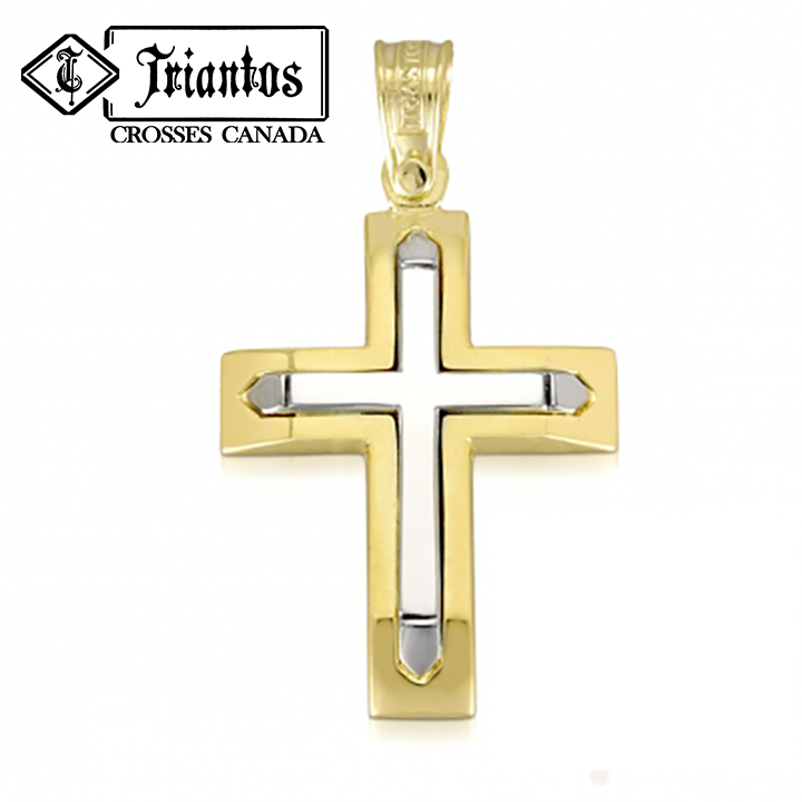 unisex dual tone Orthodox Christian Triantos cross pendant made in Greece 