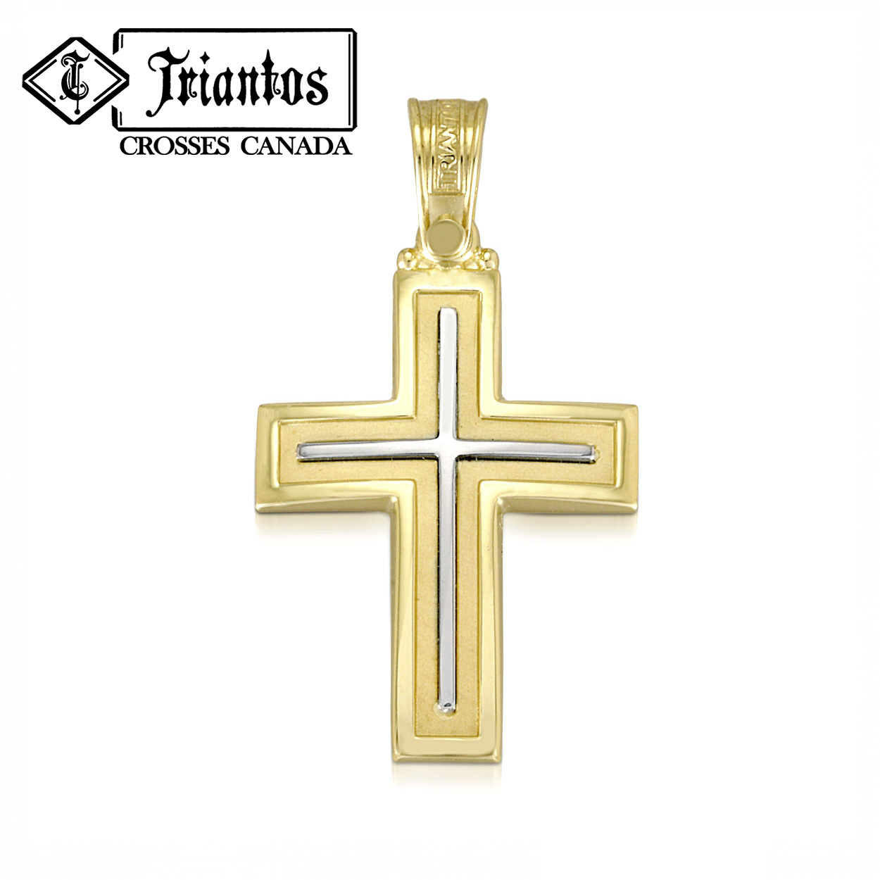 14K Yellow Gold Polished and Matte Religious Christian Cross