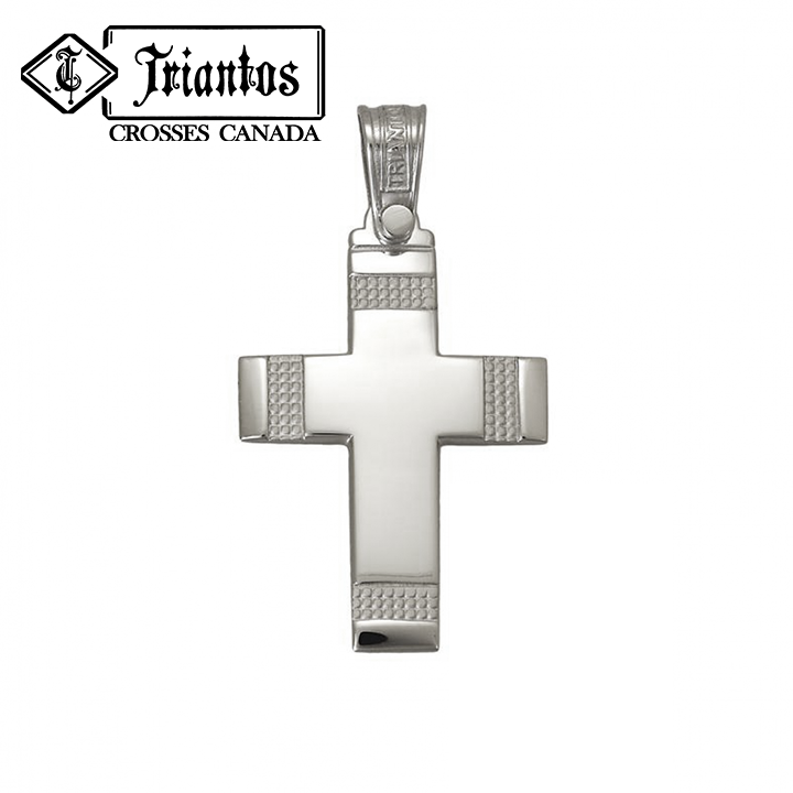 Solid Triantos 14K Gold Orthodox Christian cross in White Gold 