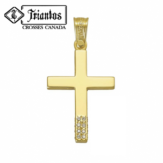 Modern Cross with a total of 16 sparkling Cubic Zirconia Stones on the bottom center and sides