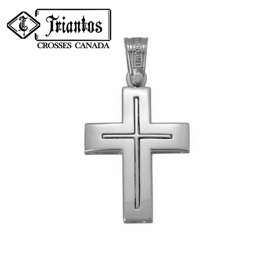 Handmade Orthodox Cross 14K White Gold Baptism Cross