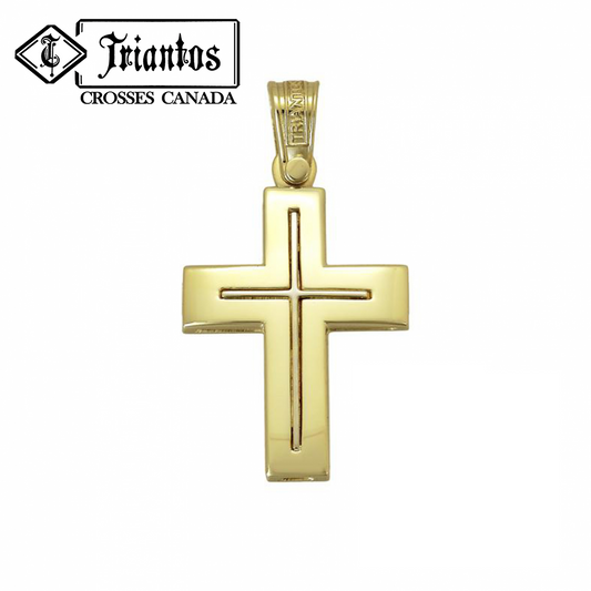 Handmade Orthodox Cross 14K Yellow Gold Baptism Cross