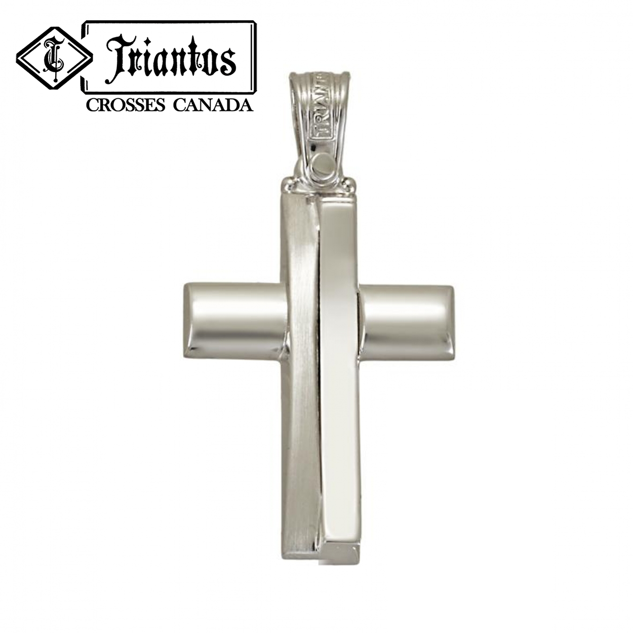 Modern 14K White Gold Triantos Cross Abstract Levels