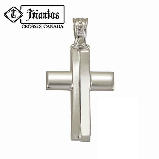 Modern 14K White Gold Triantos Cross Abstract Levels